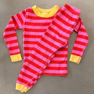 Hanna Andersson Organic Cotton Pajamas Pink Red Stripe Set Size 4